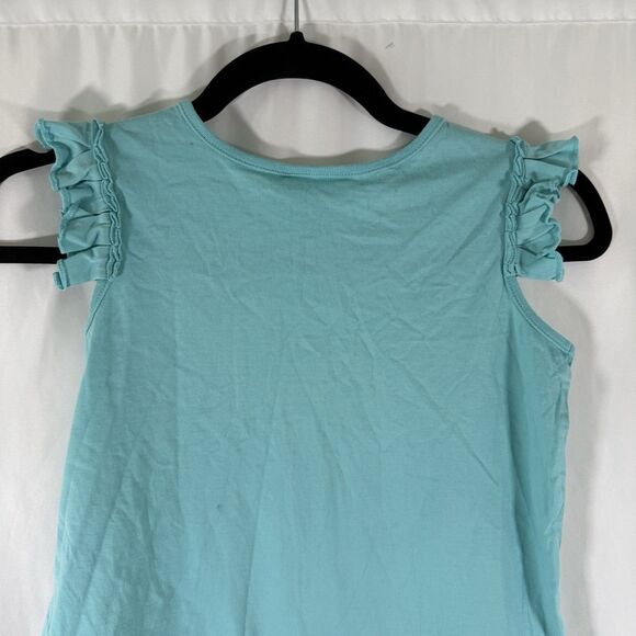 Hanna Anderson Shirt Girls 10 Blue Tank Top Round Neck Fish Print 100% Cotton - Picture 10 of 10